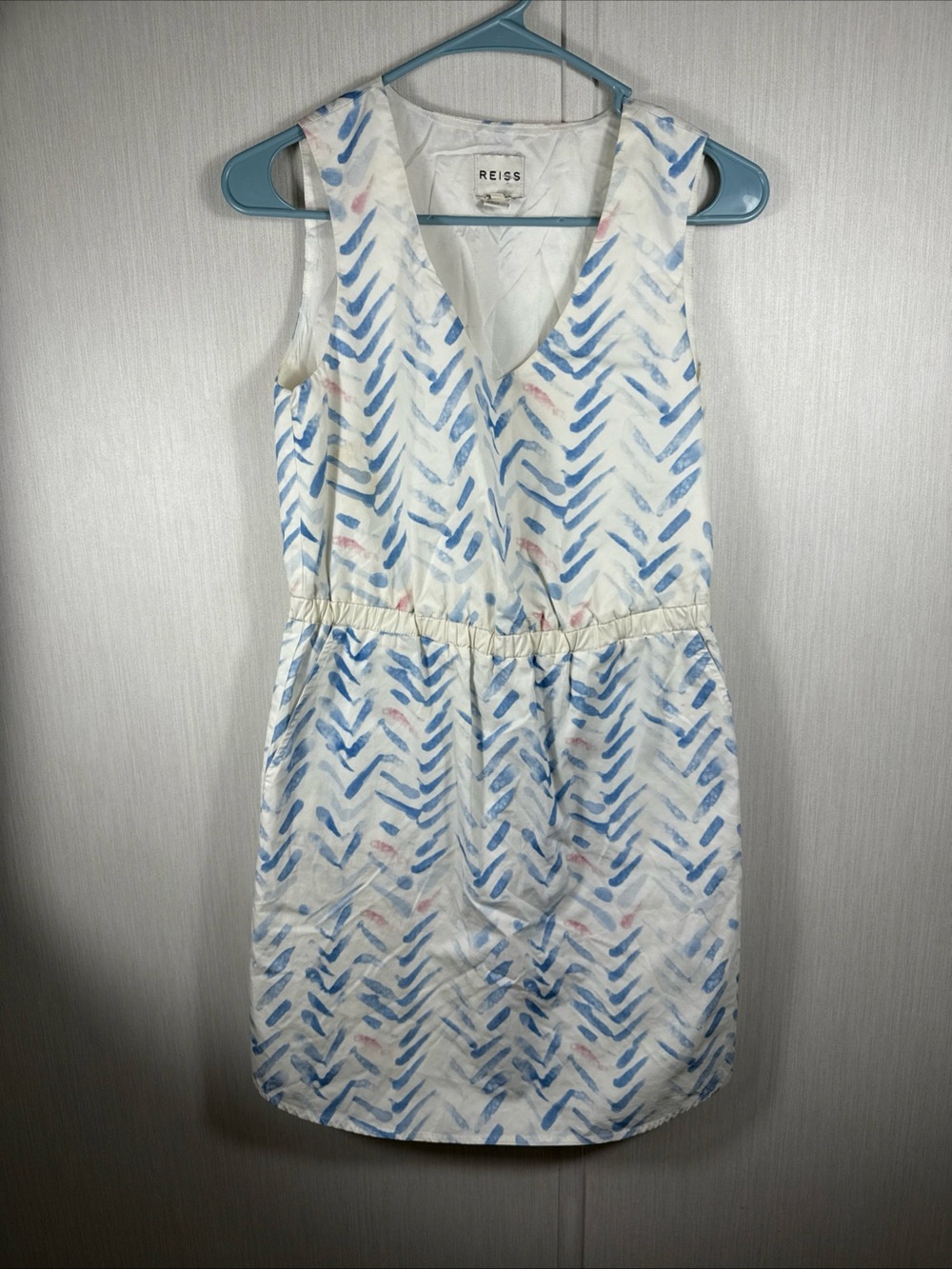 Beautiful REISS Audley Watercolor Dress 0 Women's Fit & Flare Poplin